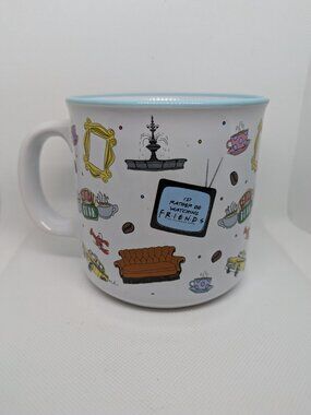 Silver Buffalo I’d Rather Be Watching Friends Icon Toss Camper Mug 20oz Blue
